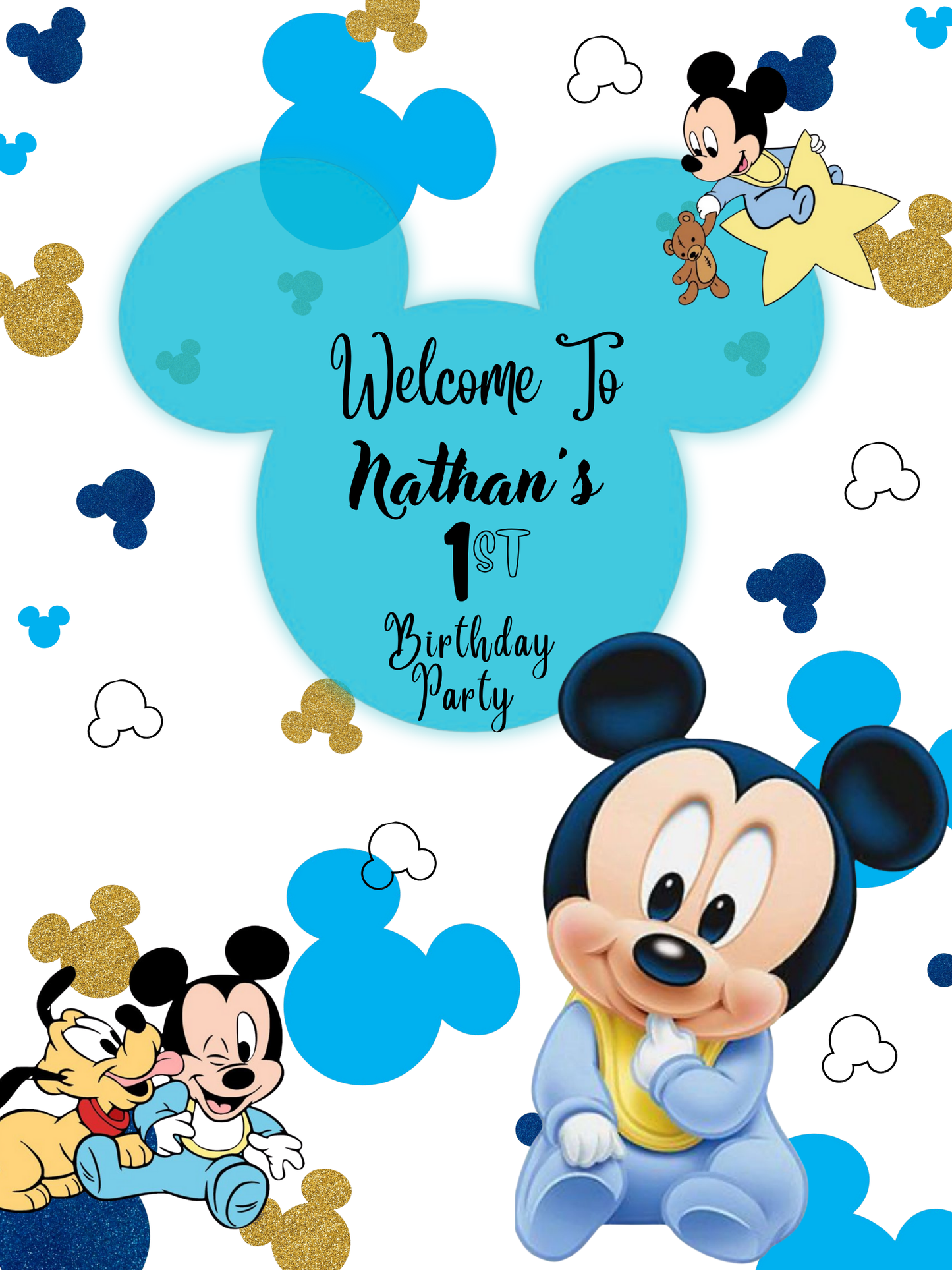 1st Birthday Disney Welcome Sign Template