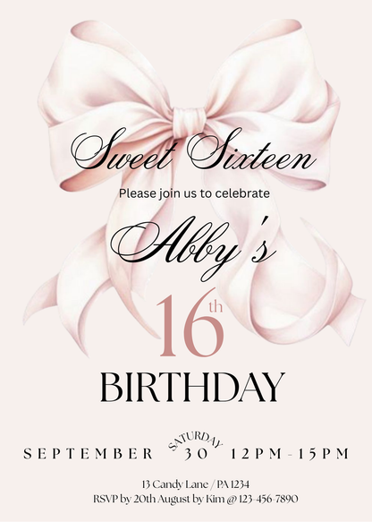 Sweet 16 birthday invitation Template