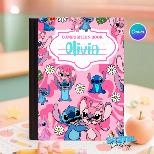 Stitch Composition Book Cover Template